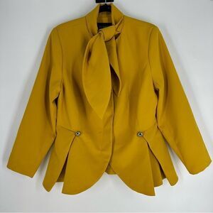 ELOQUII Women’s Mustard Yellow Button Up Blazer